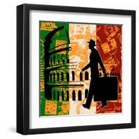 Italian Travel Flyer-Petrafler-Framed Art Print