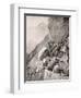 Italian Troops Levering Boulders Down onto Enemy Soldiers in the Dolomities, 1915, from 'The War…-English School-Framed Giclee Print