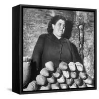 Italian Woman Selling Bread in Her Black Market Street Stall on the Tor Di Nono-Margaret Bourke-White-Framed Stretched Canvas