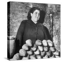 Italian Woman Selling Bread in Her Black Market Street Stall on the Tor Di Nono-Margaret Bourke-White-Stretched Canvas