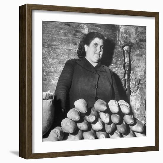 Italian Woman Selling Bread in Her Black Market Street Stall on the Tor Di Nono-Margaret Bourke-White-Framed Photographic Print