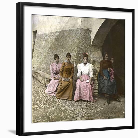 Italian Women from Torno, at the Edge of Lake Como, Circa 1890-Leon, Levy et Fils-Framed Photographic Print