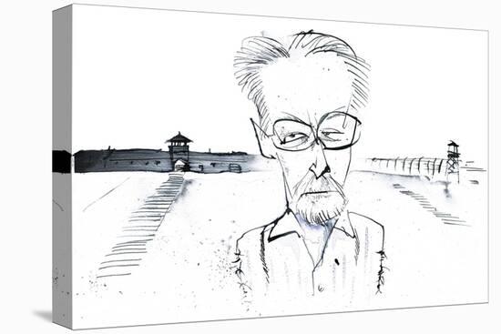 Italian writer, poet and chemist Primo Levi; caricature-Neale Osborne-Stretched Canvas