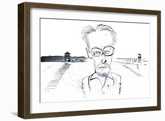 Italian writer, poet and chemist Primo Levi; caricature-Neale Osborne-Framed Giclee Print