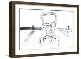 Italian writer, poet and chemist Primo Levi; caricature-Neale Osborne-Framed Giclee Print
