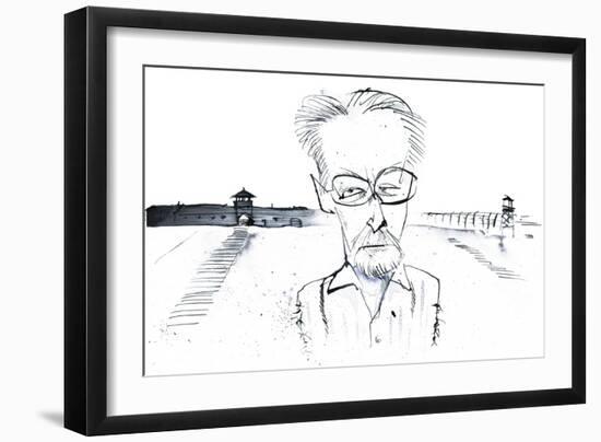 Italian writer, poet and chemist Primo Levi; caricature-Neale Osborne-Framed Giclee Print