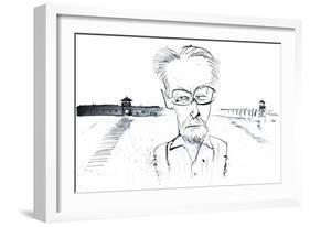 Italian writer, poet and chemist Primo Levi; caricature-Neale Osborne-Framed Giclee Print