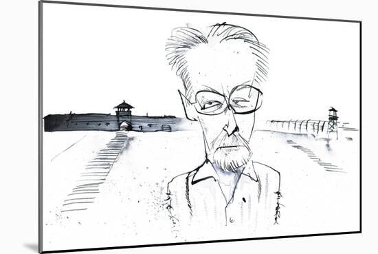 Italian writer, poet and chemist Primo Levi; caricature-Neale Osborne-Mounted Giclee Print