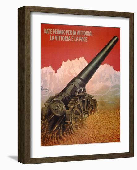 Italian WWI Poster Exhorting Citizens to Donate Money for Victory and Peace, 1917-null-Framed Giclee Print