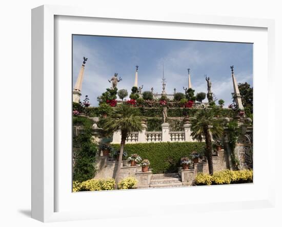 Italianate gardens, Palazzo Borromeo, Isola Bella, Lake Maggiore, Italian Lakes, Piedmont, Italy-Jean Brooks-Framed Photographic Print