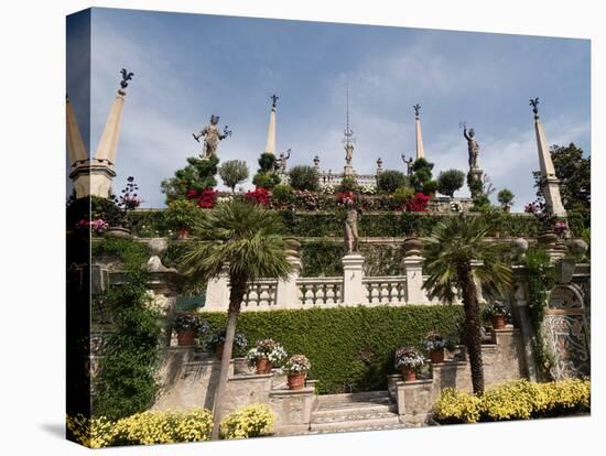 Italianate gardens, Palazzo Borromeo, Isola Bella, Lake Maggiore, Italian Lakes, Piedmont, Italy-Jean Brooks-Stretched Canvas