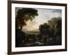 Italianate Landscape with a Capriccio View of Tivoli, a Shepherd and Shepherdess and Cattle-George the Elder Barret-Framed Giclee Print