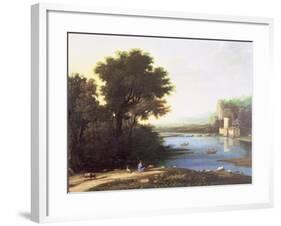 Italianate Landscape with a Goatherd Piping to His Goats-Claude Lorraine-Framed Giclee Print