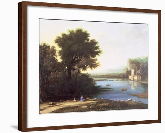 Italianate Landscape with a Goatherd Piping to His Goats-Claude Lorraine-Framed Giclee Print