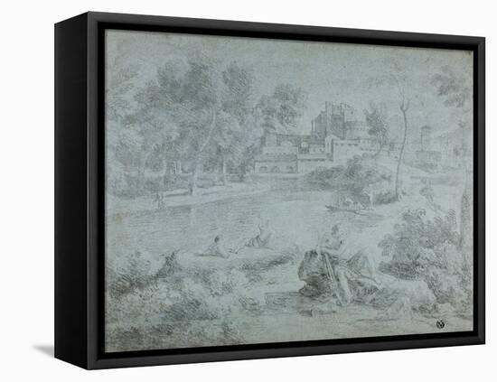 Italianate Landscape with Bathers-Richard Wilson-Framed Stretched Canvas