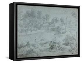 Italianate Landscape with Bathers-Richard Wilson-Framed Stretched Canvas