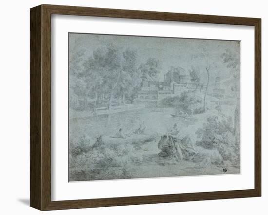 Italianate Landscape with Bathers-Richard Wilson-Framed Giclee Print