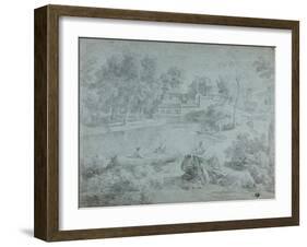 Italianate Landscape with Bathers-Richard Wilson-Framed Giclee Print