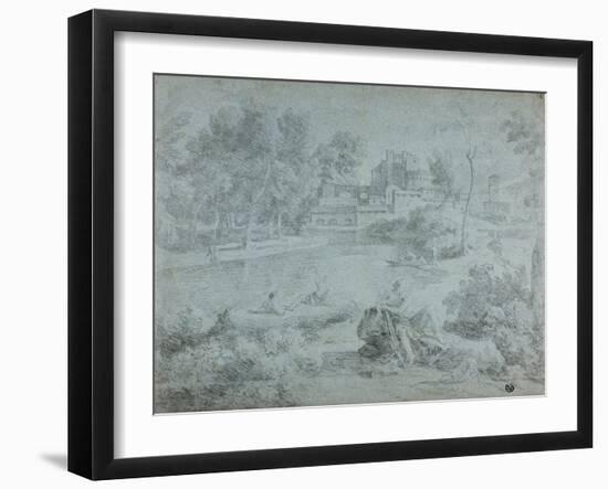 Italianate Landscape with Bathers-Richard Wilson-Framed Giclee Print