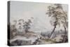 Italianate Landscape with Travellers, No.1 (W/C on Paper)-Paul Sandby-Stretched Canvas