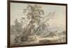 Italianate Landscape with Travellers No.2, C.1760 (W/C, Pen and Grey Ink over Graphite)-Paul Sandby-Framed Premium Giclee Print