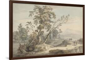 Italianate Landscape with Travellers No.2, C.1760 (W/C, Pen and Grey Ink over Graphite)-Paul Sandby-Framed Giclee Print