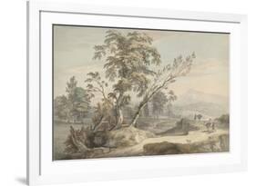 Italianate Landscape with Travellers No.2, C.1760 (W/C, Pen and Grey Ink over Graphite)-Paul Sandby-Framed Giclee Print