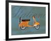 Italiano Vespa Orange on Blue-Dominique Vari-Framed Art Print