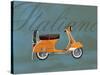 Italiano Vespa Orange on Blue-Dominique Vari-Stretched Canvas