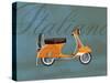 Italiano Vespa Orange on Blue-Dominique Vari-Stretched Canvas