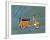 Italiano Vespa Orange on Blue-Dominique Vari-Framed Art Print