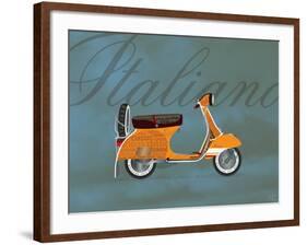 Italiano Vespa Orange on Blue-Dominique Vari-Framed Art Print