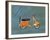 Italiano Vespa Orange on Blue-Dominique Vari-Framed Art Print