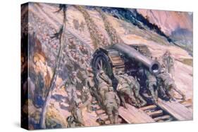 Italians Hauling Artillery Up a Mountain-Cyrus Cuneo-Stretched Canvas