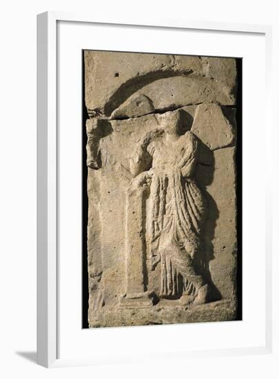 Italic Civilizations, Samnites, Relief with Figure of Psyche, from Campania Region, Italy-null-Framed Giclee Print