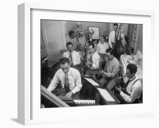 Italo-American La Falce Brothers' Band Rehearsing in the Family Kitchen-Ralph Morse-Framed Photographic Print