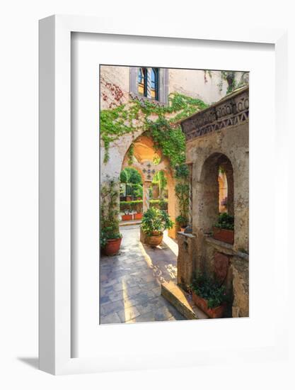 Italy, Amalfi Coast, Ravello, Villa Rufolo. Cloister-Francesco Iacobelli-Framed Photographic Print