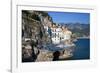 Italy, Amalfi Coastline, Atrani. The Church of Holy Maria Maddalena surrounded by the city.-Julie Eggers-Framed Photographic Print