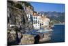 Italy, Amalfi Coastline, Atrani. The Church of Holy Maria Maddalena surrounded by the city.-Julie Eggers-Mounted Photographic Print