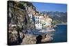 Italy, Amalfi Coastline, Atrani. The Church of Holy Maria Maddalena surrounded by the city.-Julie Eggers-Stretched Canvas