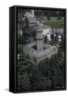 Italy, Aosta Valley, Castle of Introd, Aerial View-null-Framed Stretched Canvas