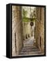 Italy, Apulia, Foggia, Vieste. A picturesque alley in Vieste old town.-Julie Eggers-Framed Stretched Canvas