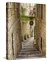 Italy, Apulia, Foggia, Vieste. A picturesque alley in Vieste old town.-Julie Eggers-Stretched Canvas