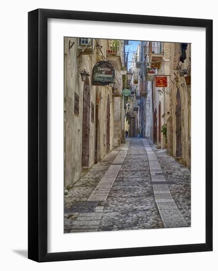 Italy, Apulia, Foggia, Vieste. A picturesque alley in Vieste old town.-Julie Eggers-Framed Photographic Print