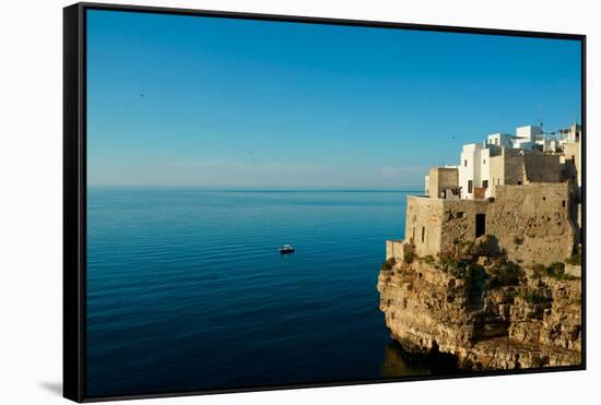 Italy, Apulia, Polignano a Mare. Old village over the cliff.-Michele Molinari-Framed Stretched Canvas