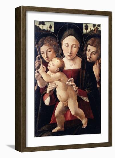 Italy, Asissi, Madonna and Child with Two Angels, 1495-1500-null-Framed Giclee Print