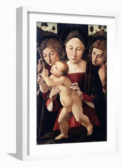 Italy, Asissi, Madonna and Child with Two Angels, 1495-1500-null-Framed Giclee Print