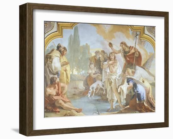 Italy, Bergamo, Colleoni Chapel, Lunette Showing Baptism of Christ-Giambattista Tiepolo-Framed Giclee Print