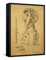 Italy, Bergamo, Self-Caricature of Italian Composer Gaetano Donizetti, Pen Drawing-null-Framed Stretched Canvas