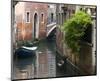 Italy Boat in Canal By House-null-Mounted Art Print